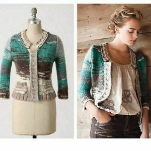 RARE Shae Pondside Cardigan Sweater Anthropologie Wool Knit Cropped XS